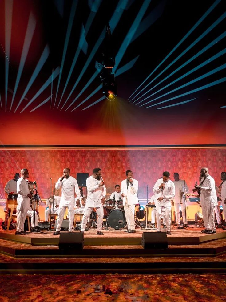 Live band and drummers on stage