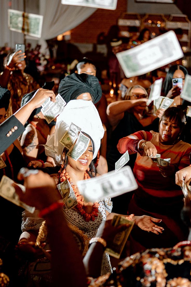 Money spray on the celebrant